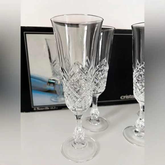 BNIB Vintage Cristal D'arques Neuville Champagne Glasses 5 oz- Set of - Picture 3 of 11